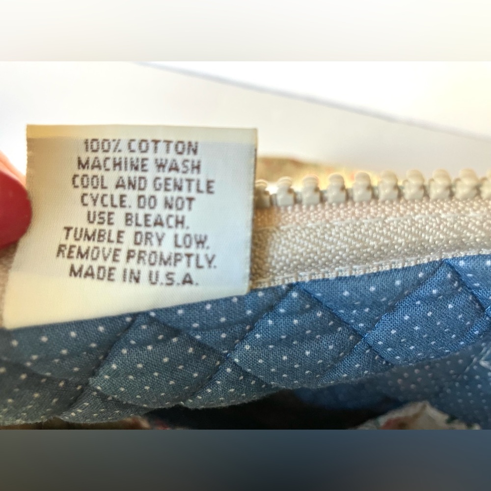 Vintage Vera Bradley Cream Paddy 1985 Indiana Tote Bag & Checkbook Cover Rare! - Picture 8 of 12